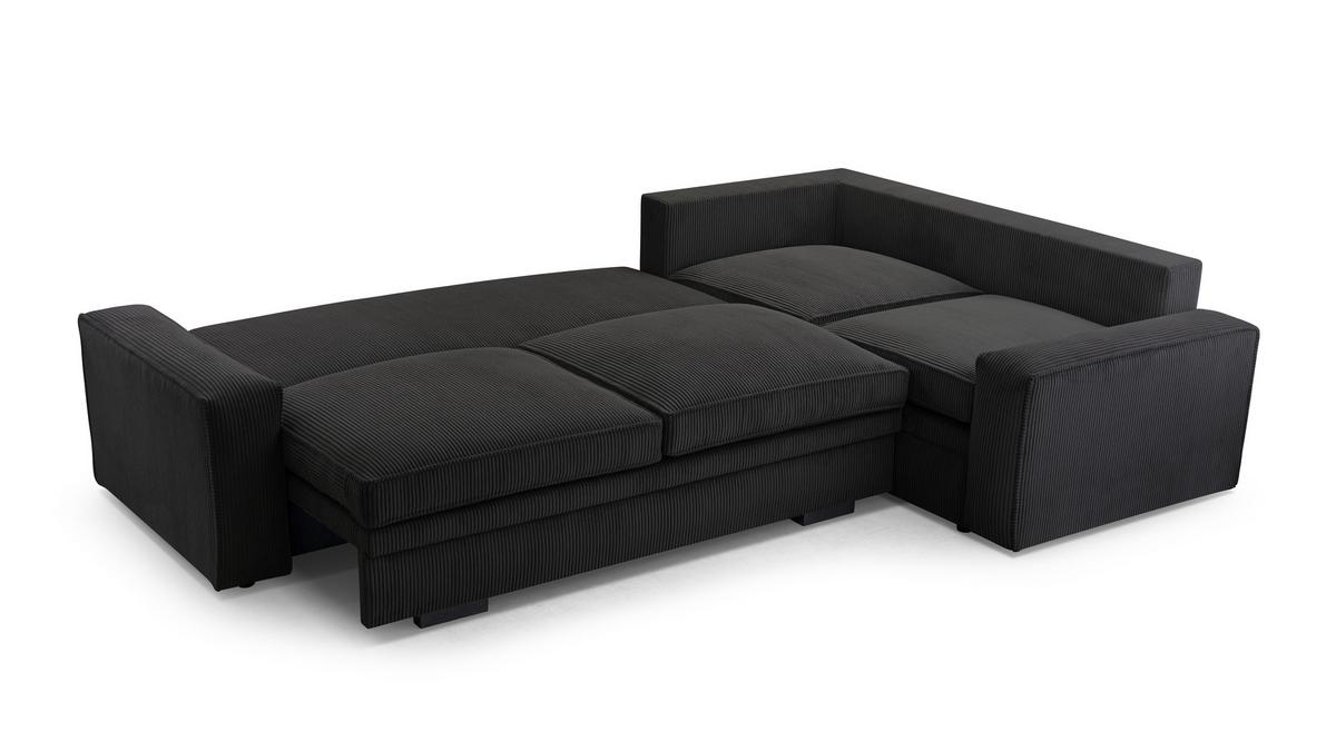 ECKSOFA L Form Treville Schwarz 296/196/94 cm –Links, mit Bettkasten und Schlaffunktion - Schwarz, Kunststoff/Textil (196/296cm) - AX Living