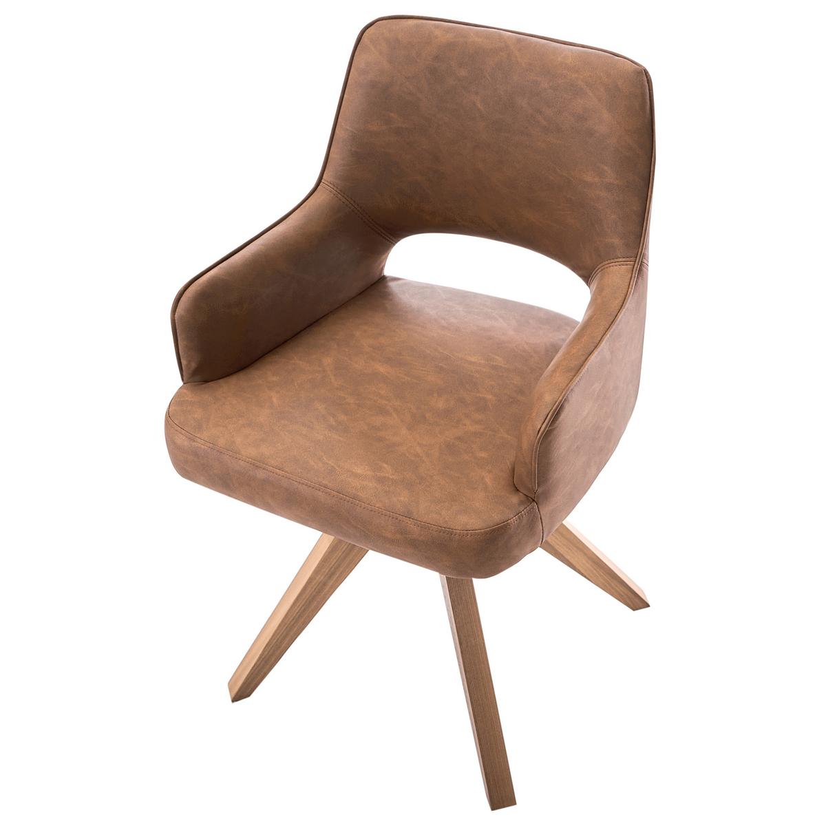 ESSZIMMERSTUHL drehbar Kunstleder Braun Moravia - Braun, Kunststoff (56/83/66cm) - Beliani