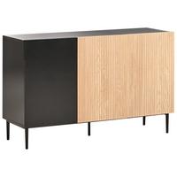 SCHRANK Naturfarbene Esche Schwarz Blythe - Schwarz, Holzwerkstoff (120/76/40cm) - Beliani