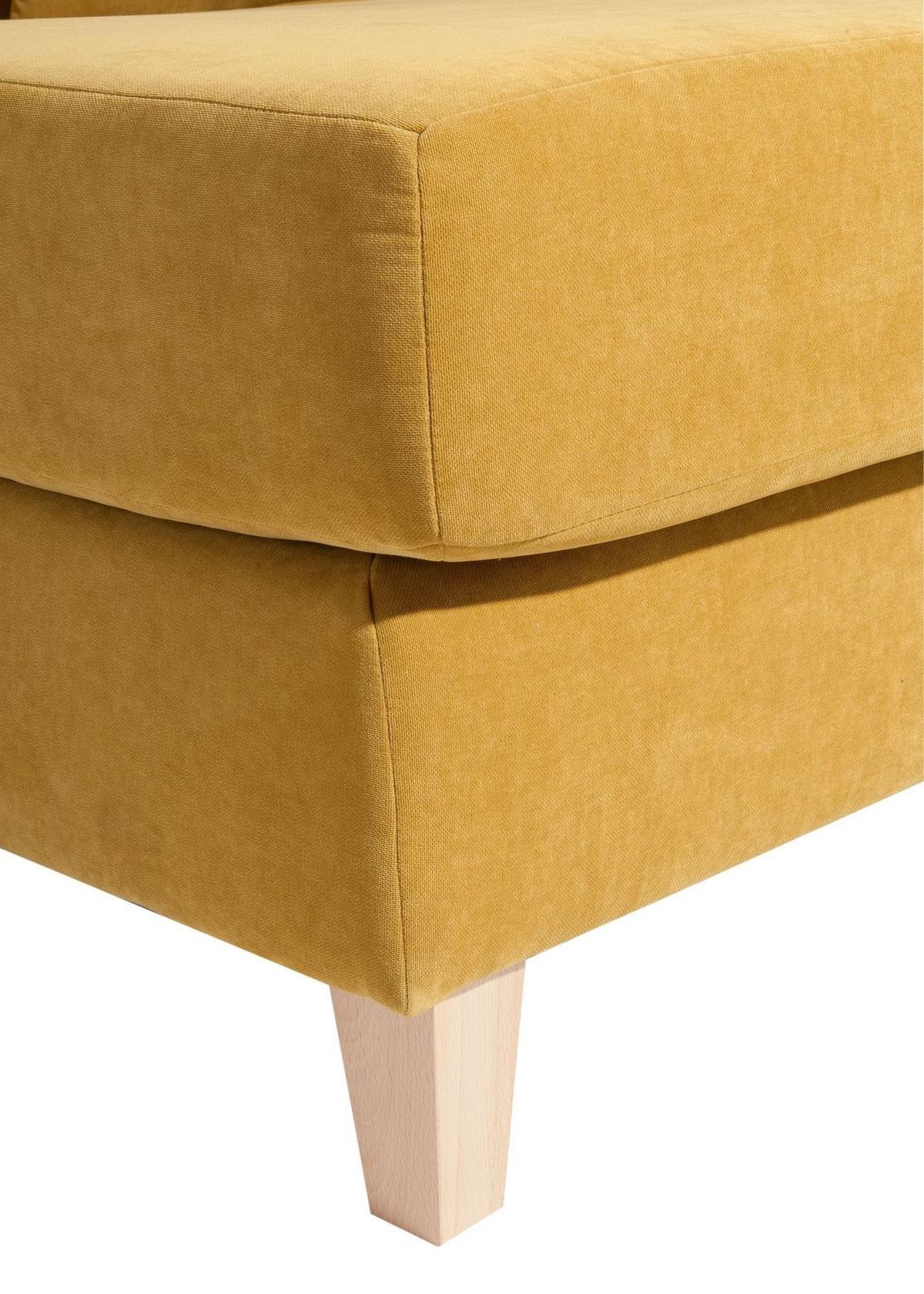 SESSEL XXL Karil Bezug Veloursstoff Buche natur / mais - Gelb, Kunststoff (136/107/142cm) - 58aufmkessel