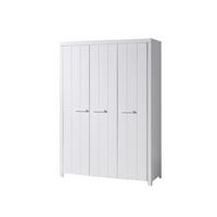 KINDERZIMMERSCHRANK Karalynn 144x58x206 mit 3 Türen MDF Weiß - Weiß, Holzwerkstoff (114/206/58cm) - 58aufmkessel