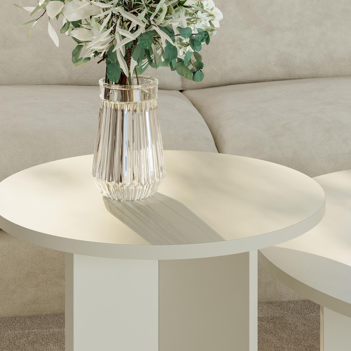 BEISTELLTISCH-SET 2 TLG. Verummetka - Creme, Holzwerkstoff (40/40/49cm) - [en.casa]