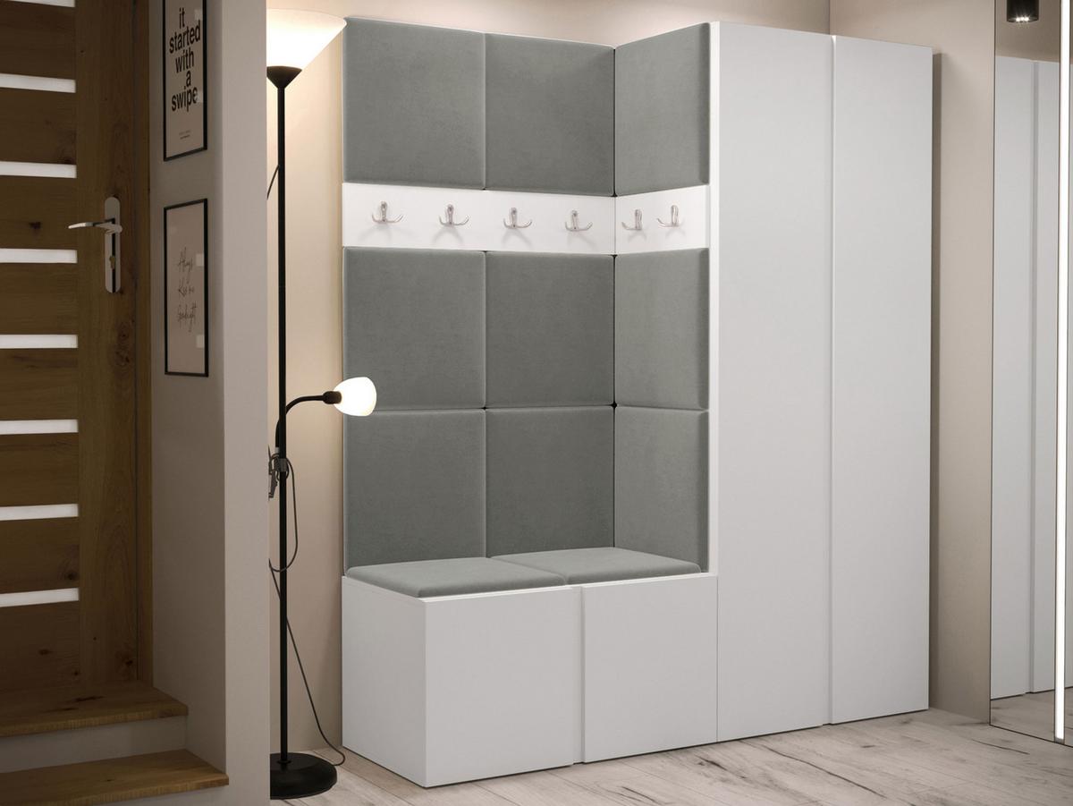 GARDEROBEN-SET Orion III - Weiß/Grau, Holzwerkstoff/Kunststoff (158/186/46cm) - MIRJAN24