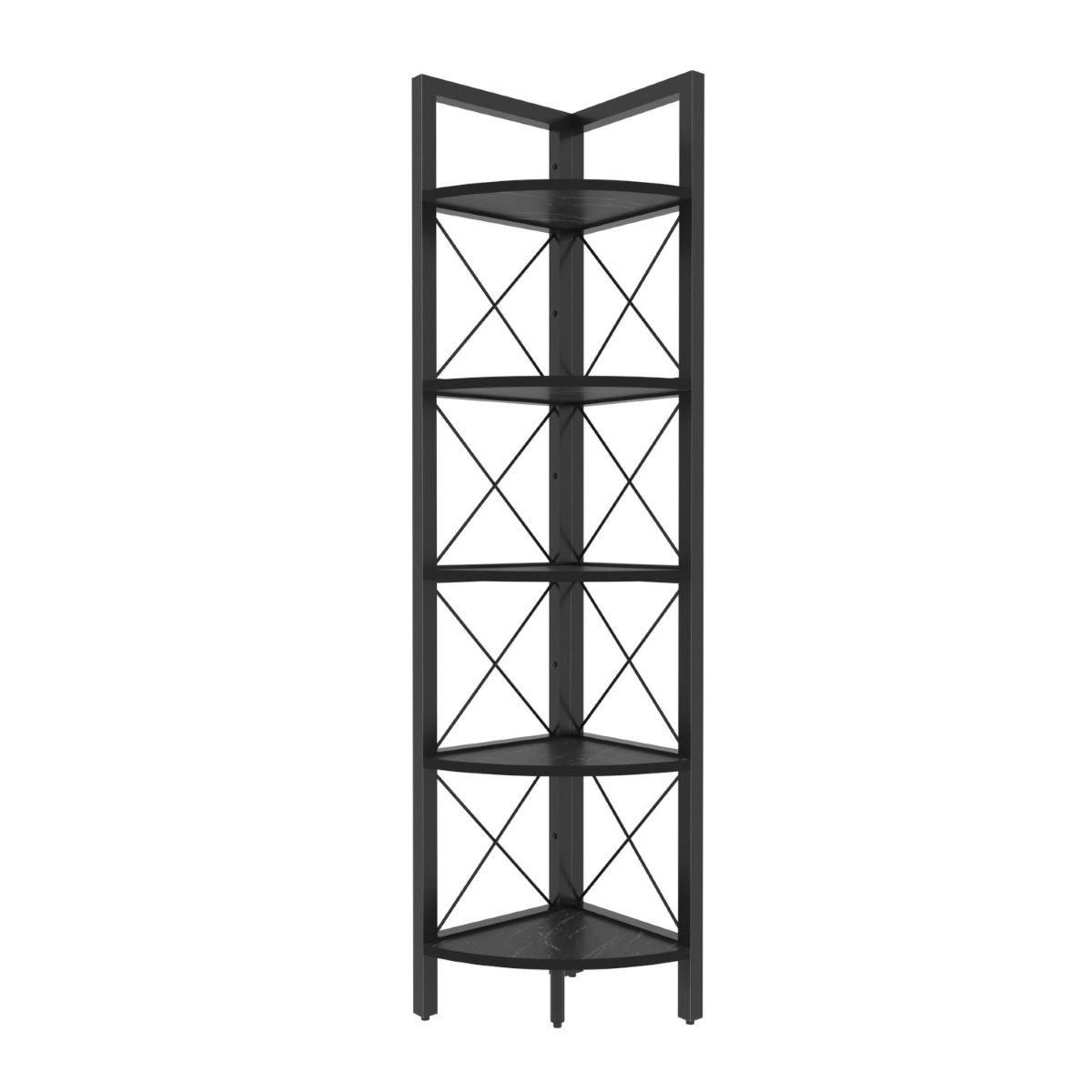 ECKREGAL 5 Regale schwarz H160 cm - Remo - Schwarz, Holzwerkstoff (33/160/30.5cm) - Calicosy