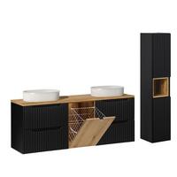 BADMÖBEL 160.4cm Riva 2er-Set Schwarz und Holz - Schwarz, Holzwerkstoff (160.4/59/40cm) - Petits-meubles