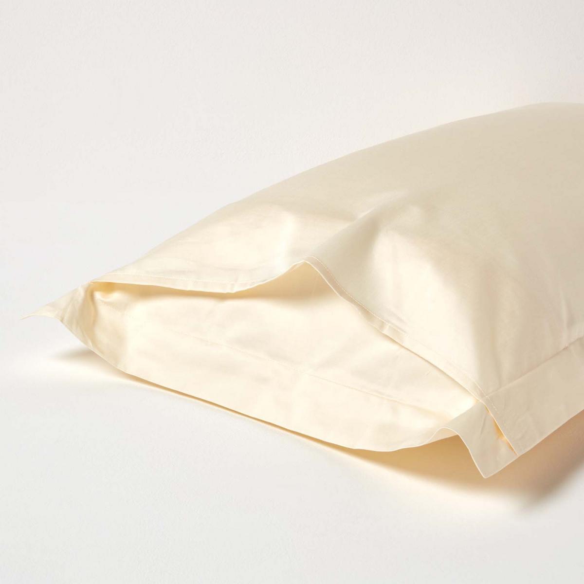 BIO-KISSENBEZUG Satin mit Stehsaum, Fadendichte 400 - Creme, Textil (48/74cm) - Homescapes