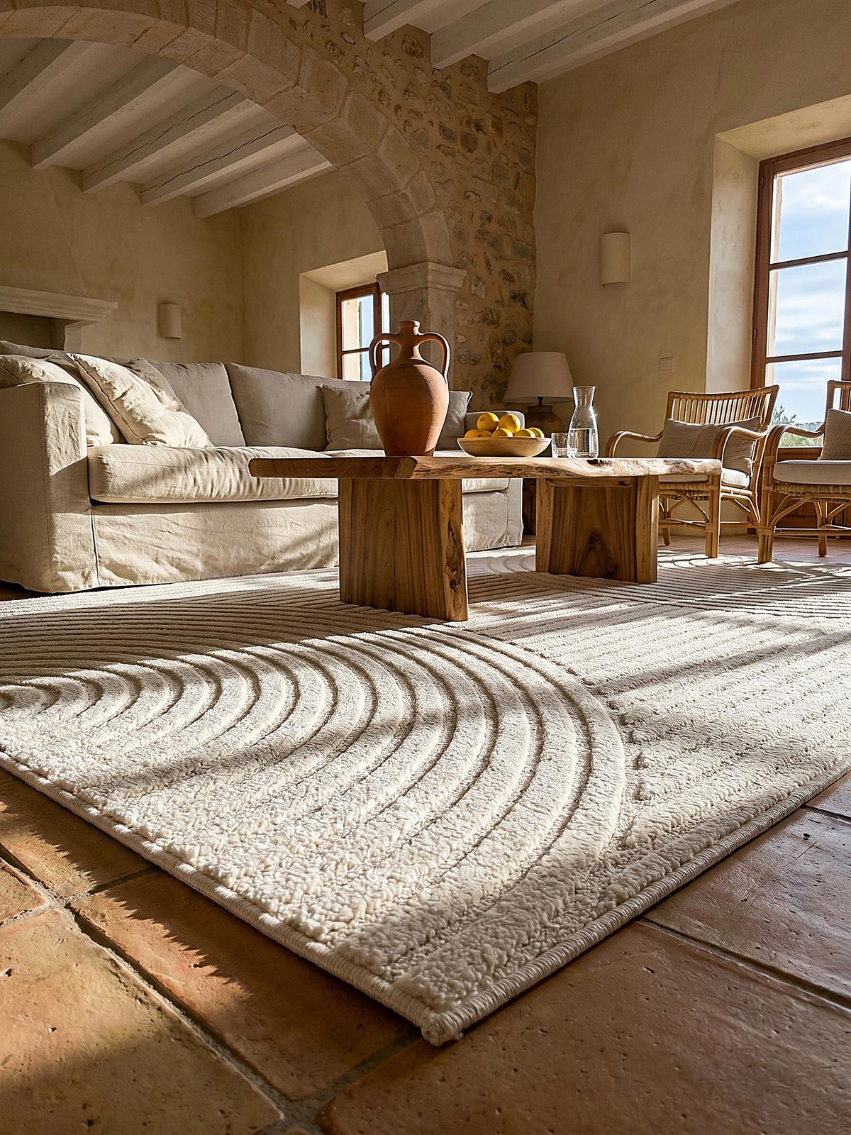 KURZFLORTEPPICH Geometrisch CETINA Polypropylen Creme 120 x 170 cm - Beige, Textil (120/170cm) - KADIMA DESIGN