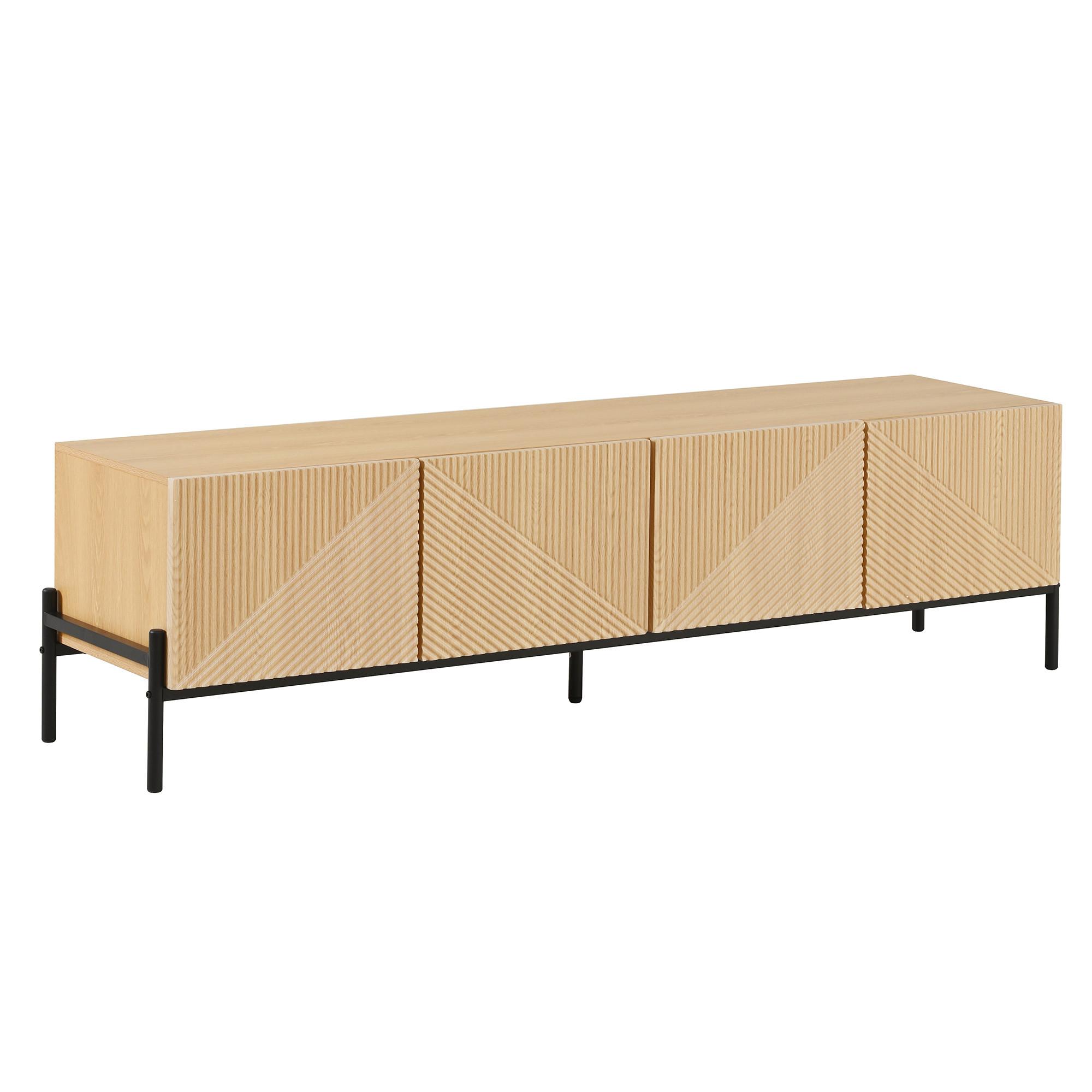 TV LOWBOARD holzoptik 3D design 4 türen modern - Naturfarben, Holzwerkstoff (163.5/45/40cm) - Urban Meuble