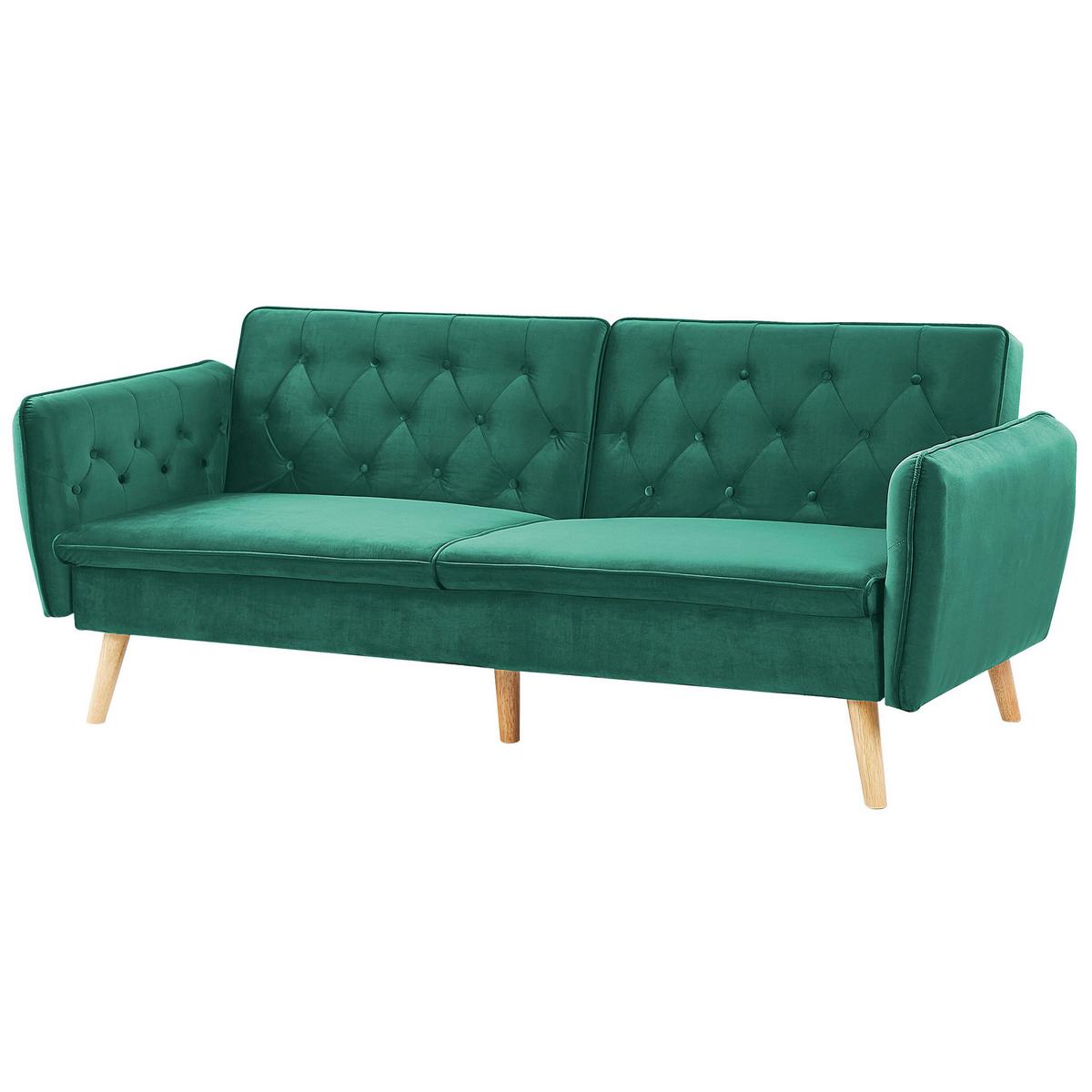 2-SITZER-SCHLAFSOFA Samtstoff Dunkelgrün Bardu - Dunkelgrün, Textil (213/84/106cm) - Beliani