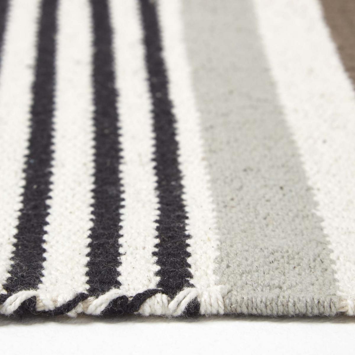 FLACHWEBETEPPICH-LÄUFER Baumwolle gestreift 66/200 cm - Grau, Textil (66/200cm) - Homescapes