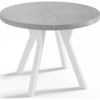 ESSTISCH Twixy runder ausziehbarer, Grauer Beton 100-150/100/76 cm - Hellgrau/Weiß, Holz/Holzwerkstoff (100/150/76cm) - WFL GROUP