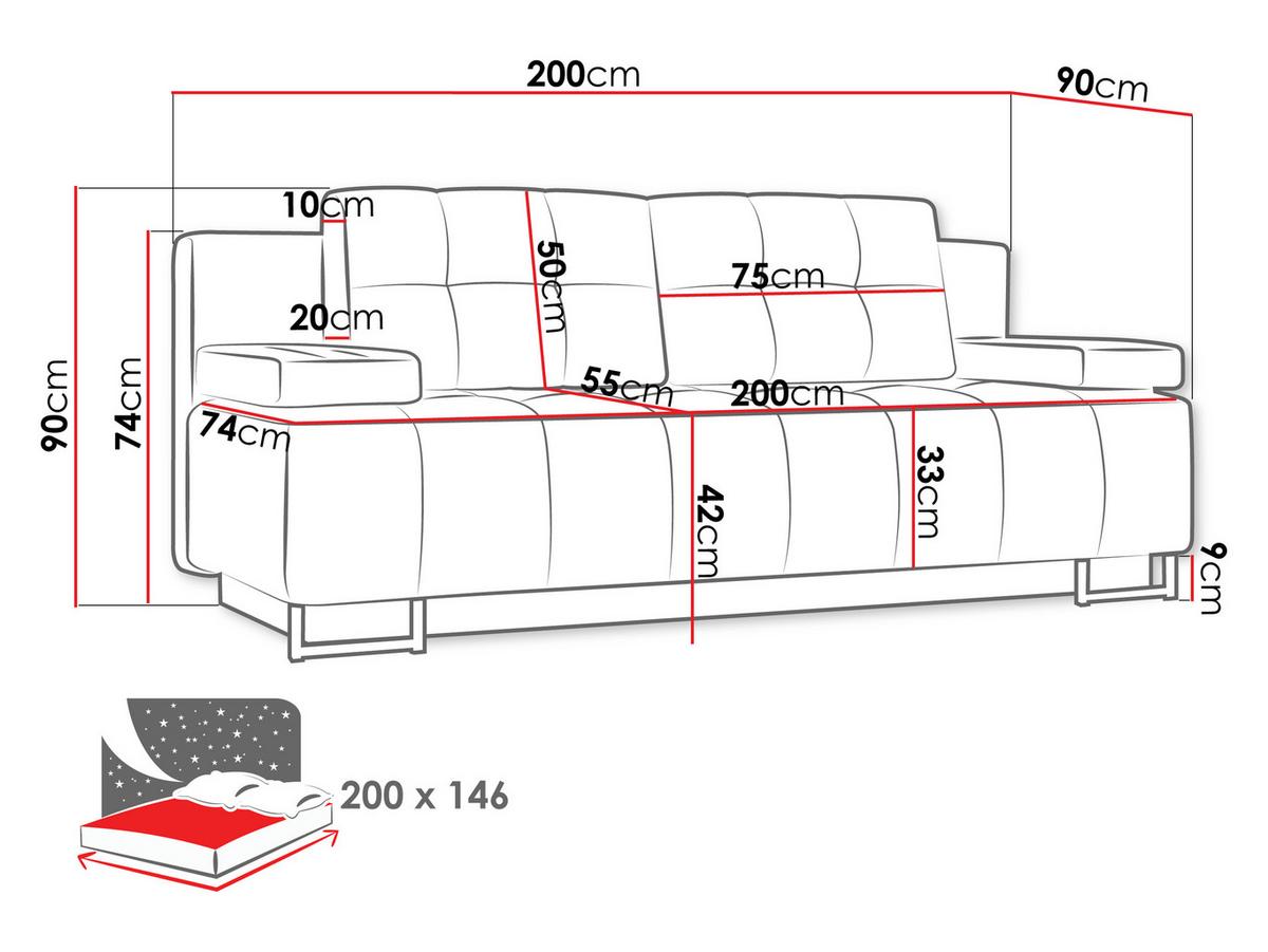 SCHLAFSOFA Morena D - Dunkelbraun/Schwarz, Holz/Textil (200/90/90cm) - MIRJAN24