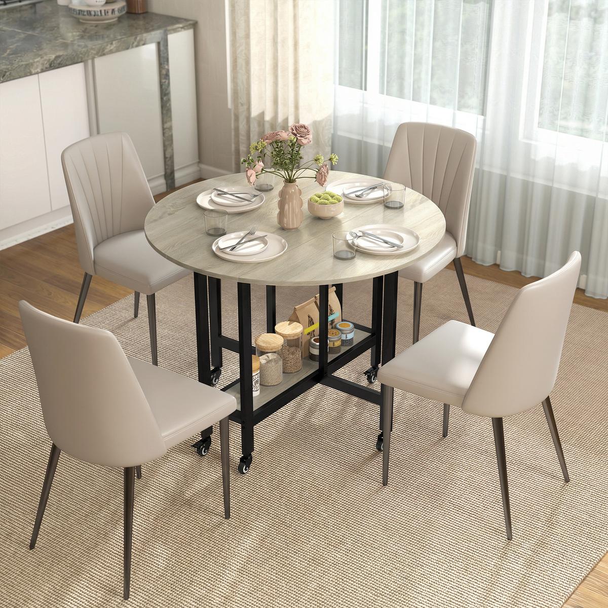 KLAPPTISCH Spanplatte Stahl Naturholz - Naturfarben, Holzwerkstoff (100/100/75cm) - HOMCOM