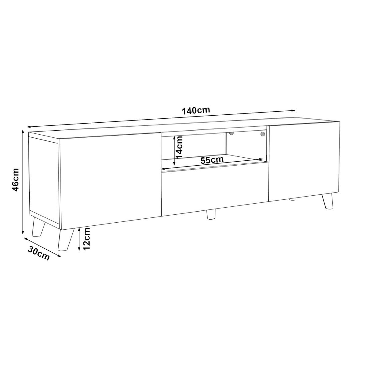 LOWBOARD Torsby - Eichefarben, Holzwerkstoff/Kunststoff (140/46/30cm) - [en.casa]