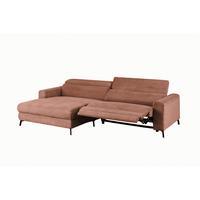 ECKSOFA LAISKA Braun Cord Relaxfunktion - Schwarz/Braun, Textil/Metall (282/177cm) - KAWOLA
