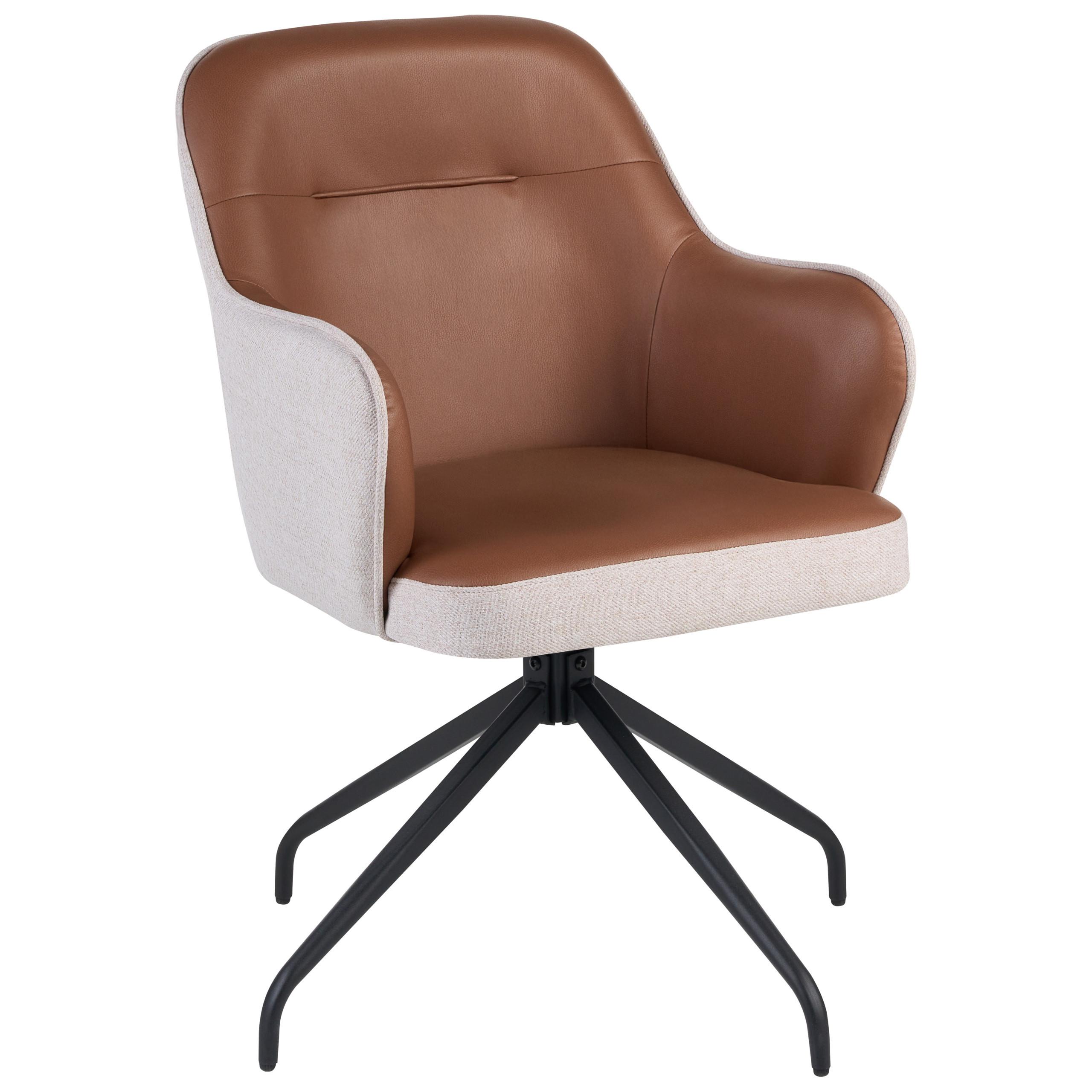 ESSZIMMERSTUHL drehbar Stoff Braun Stowe - Beige, Textil (61/90/61cm) - Beliani