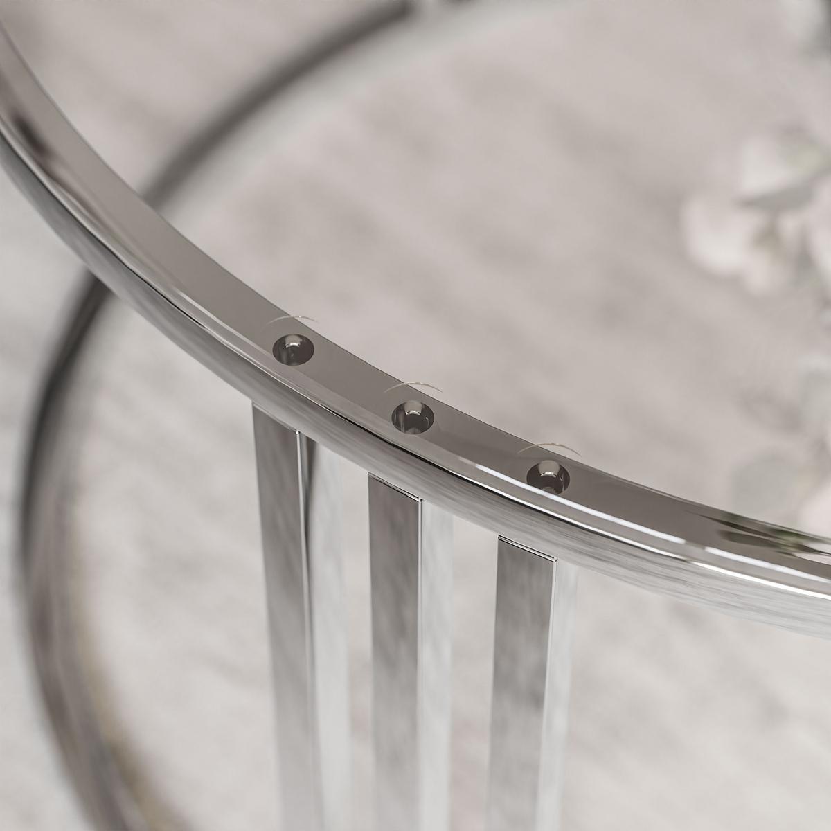 COUCHTISCH 2 in 1 LORI GLASS verchromt silber - Transparent/Silberfarben, Glas (70/70/48cm) - Lookway