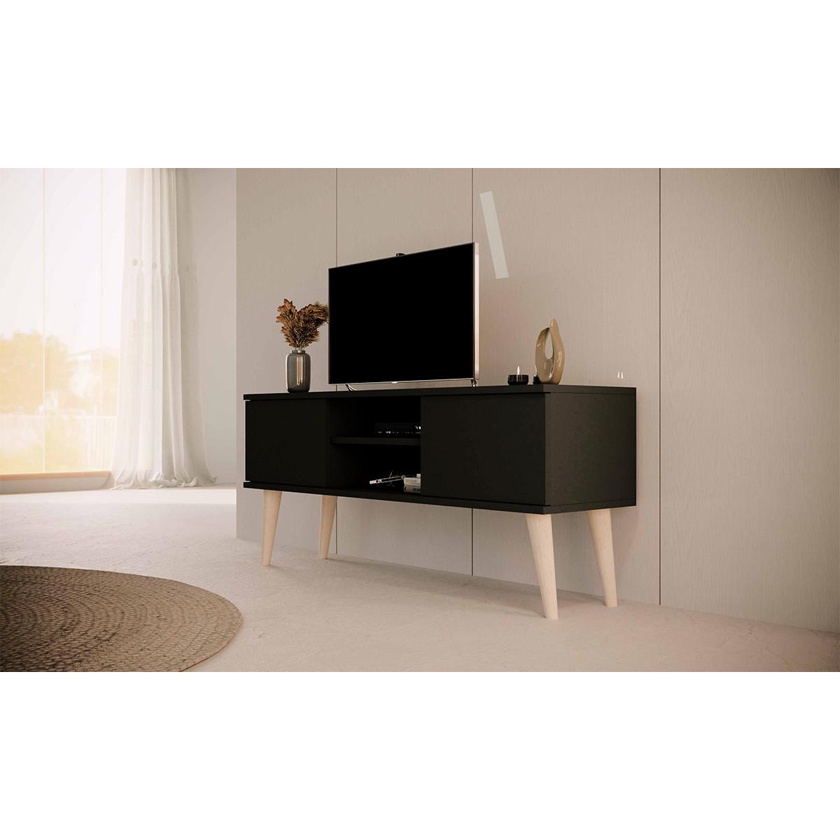 TV-MÖBEL Toronto Schwarz - Schwarz, Holzwerkstoff (120/35/55cm) - Petits-meubles
