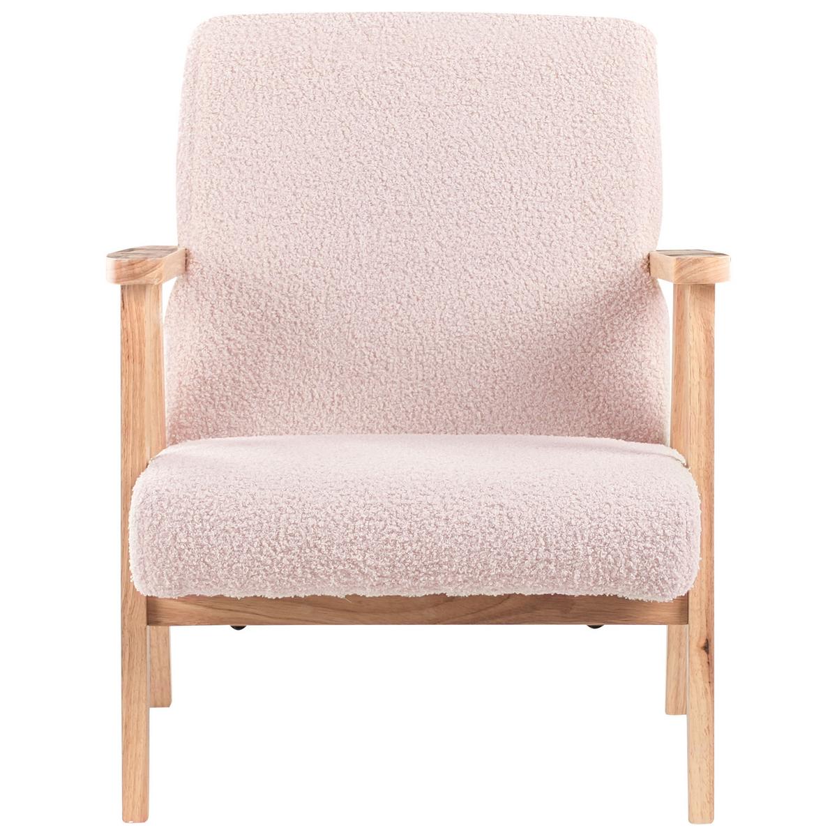 KINDERSESSEL Bouclé Pastellrosa Linde - Pink, Textil (46/58/55cm) - Beliani