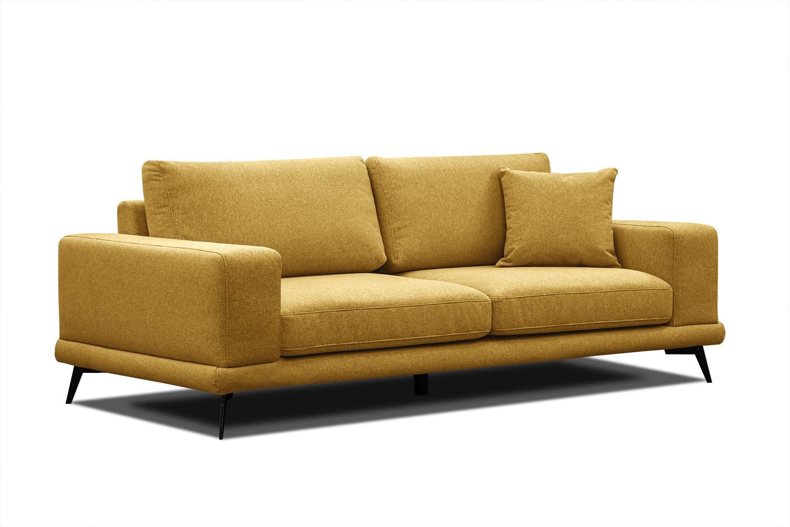 SOFA MEDIOLANE 3-Sitzer, dunkelgelb - Dunkelgelb, Holzwerkstoff/Textil (233/87/96cm) - Wozimo