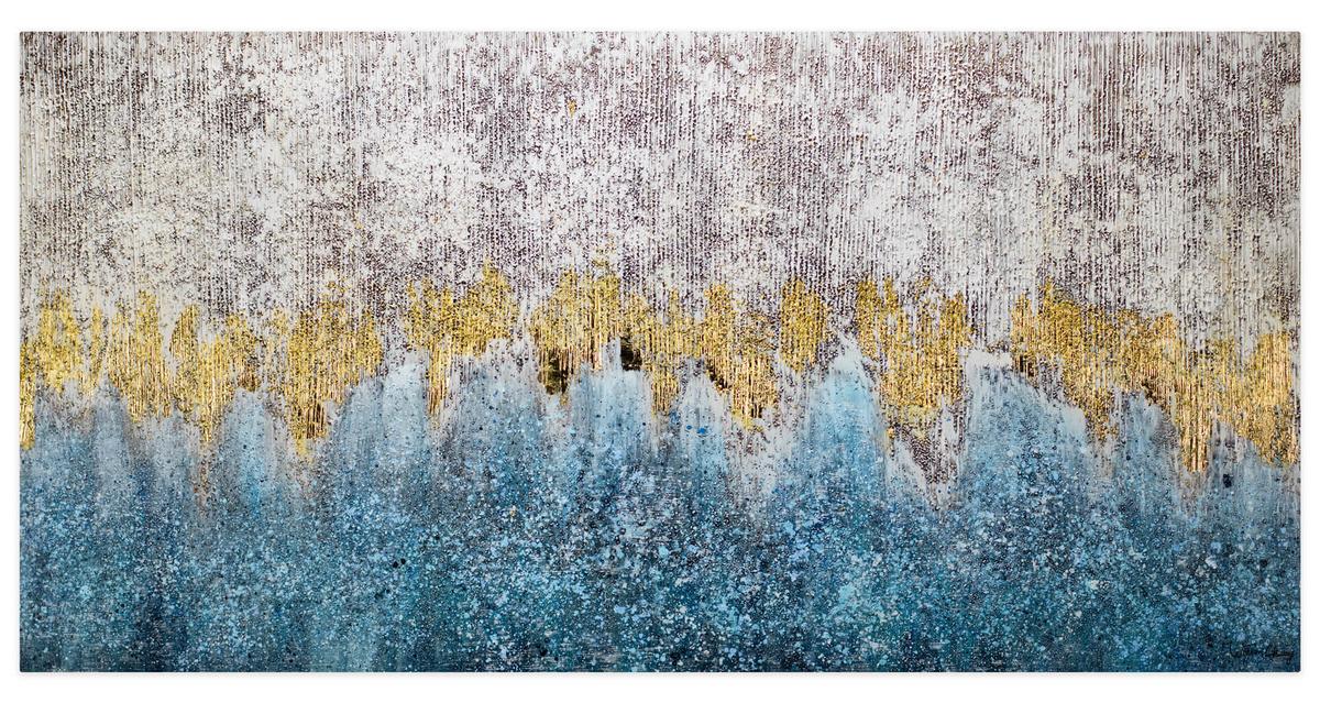 ÖLGEMÄLDE 140/70 cm - Blau/Grau, Holz/Textil (140/70cm) - KUNSTLOFT
