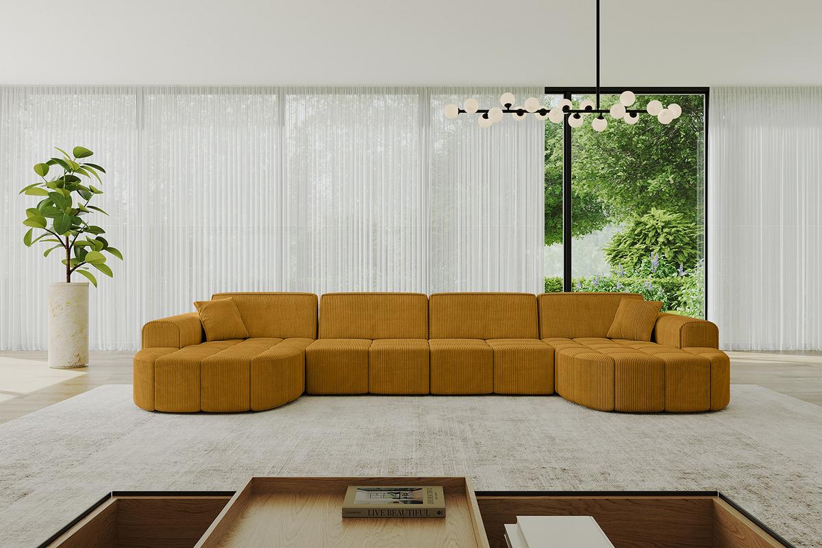 WOHNLANDSCHAFT LIVO-U2 - 400x173x79,5 cm Senfgelb - Currygelb/Gelb, Holzwerkstoff/Textil (400/79/173cm) - ALTDECOR