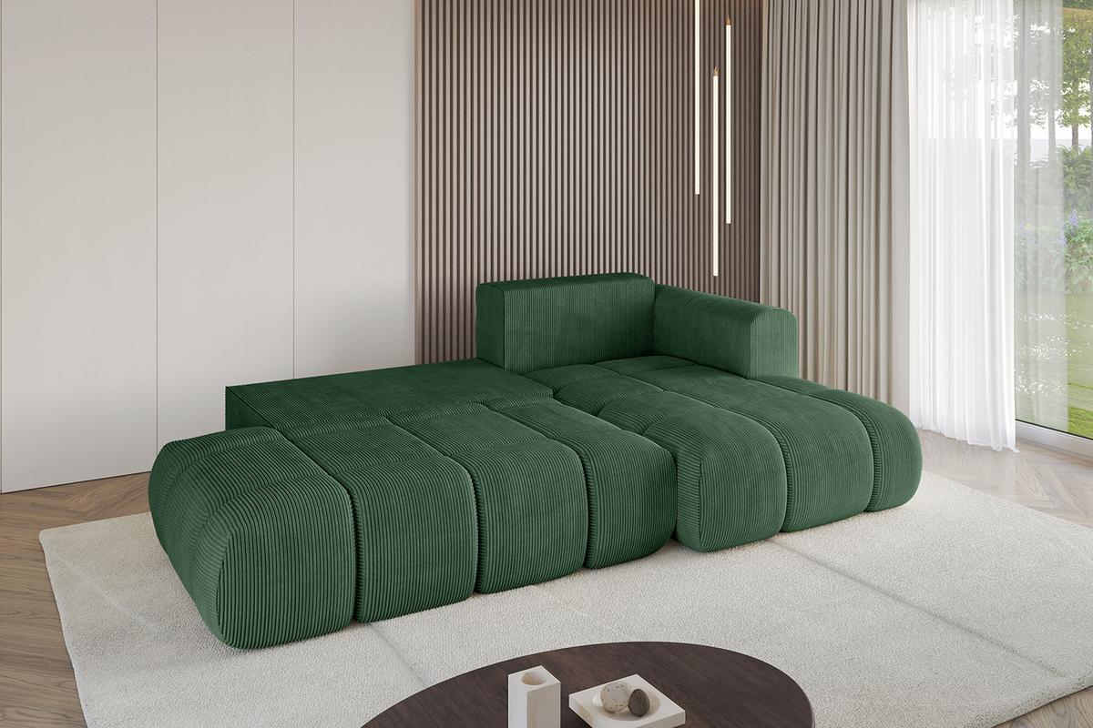 ECKSOFA Ottomane Rechts CLOUD-L-v1 280x185x90 Grün Cord - Grün, Holzwerkstoff/Kunststoff (185/280cm) - ALTDECOR