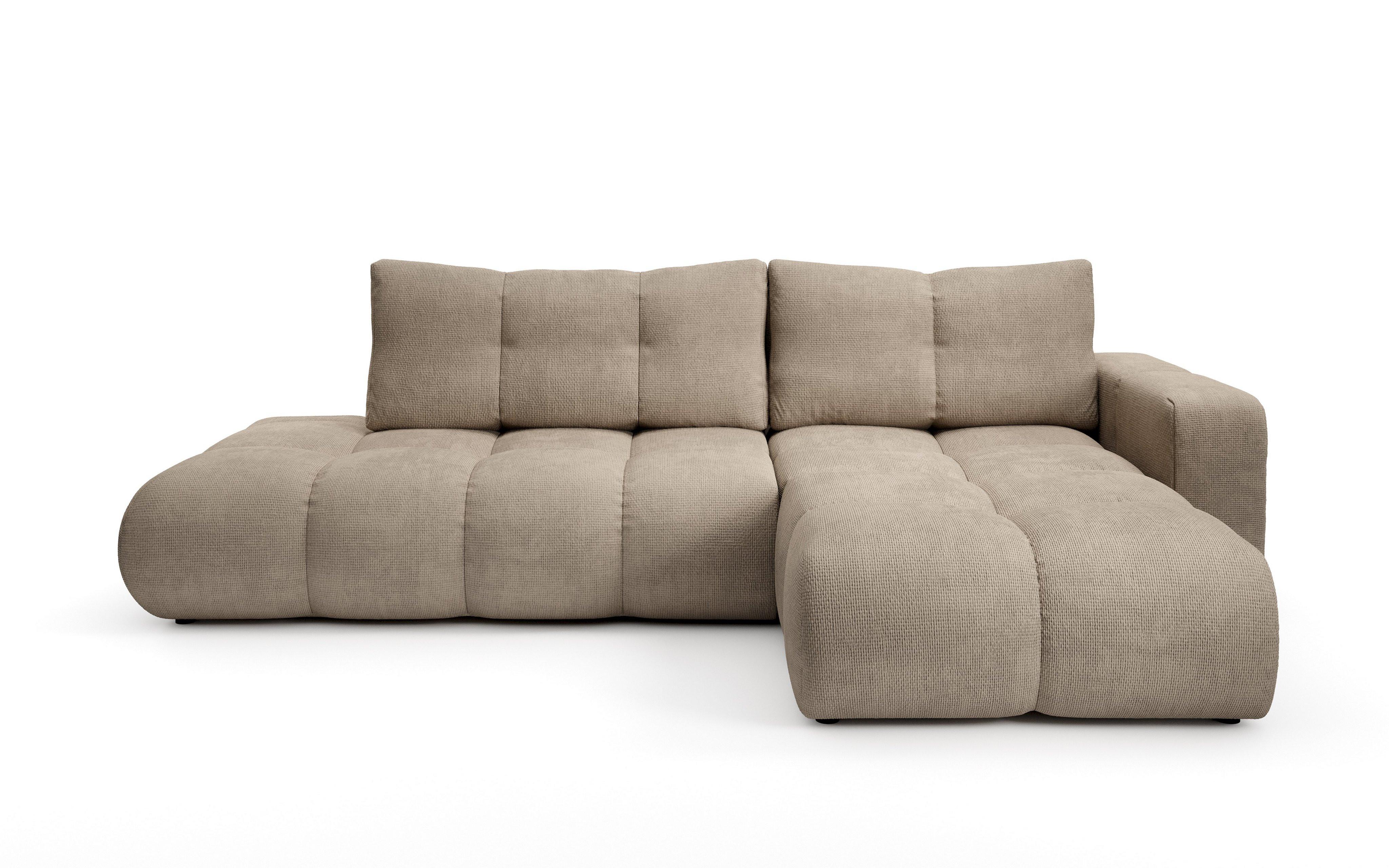 ECKSOFA DUCA R-S Grau Chenille mit Schlaffunktion - Sandfarben, Holz (266.5/266.5cm) - MASSENO