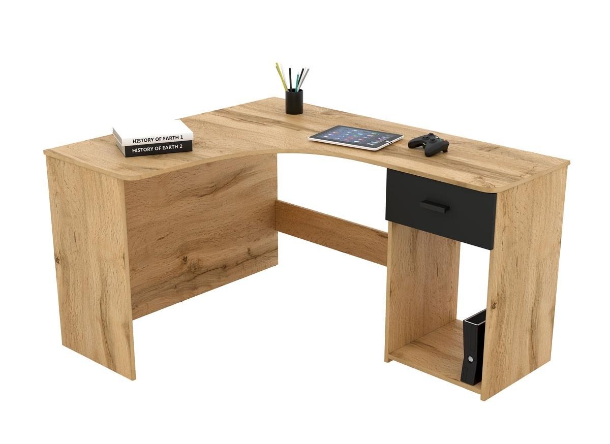 SCHREIBTISCH CANTONE 155x125x75 cm Bürotisch Computertisch, Eiche Wotan - Eiche Wotan, Holzwerkstoff (125/155/75cm) - MASSENO