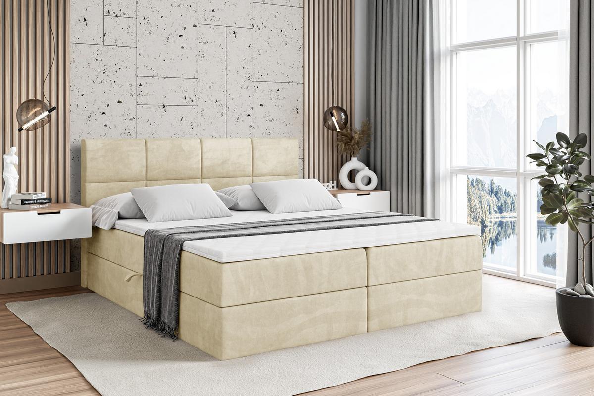 ECKSOFA Ottomane rechts ONESK-L 216x177x72 Grün Velours - Beige, Holzwerkstoff/Kunststoff (177/216cm) - ALTDECOR