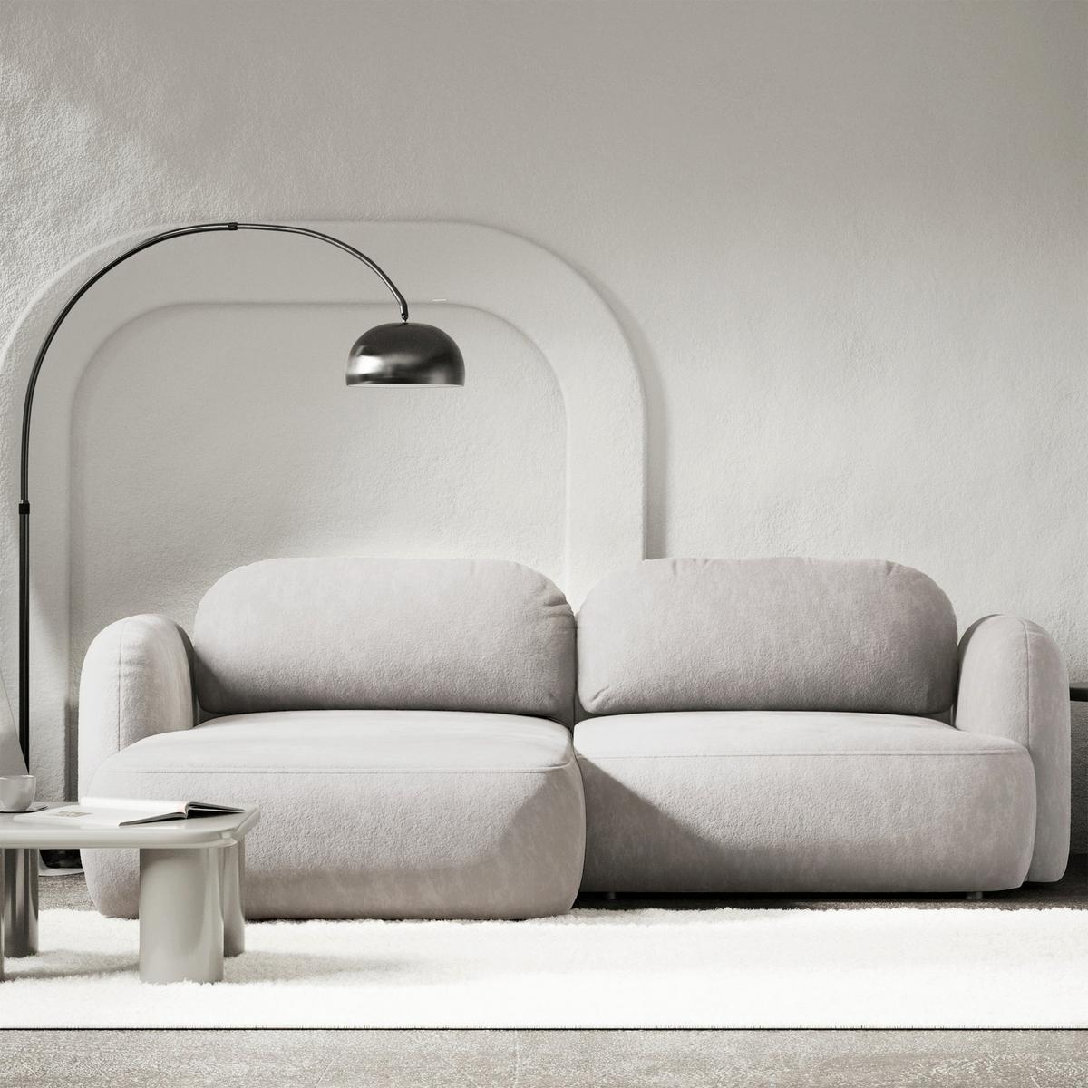 ECKSOFA Tvoya grau-beige Chenille - Taupe/Schwarz, Kunststoff/Textil (267/175cm) - Selsey