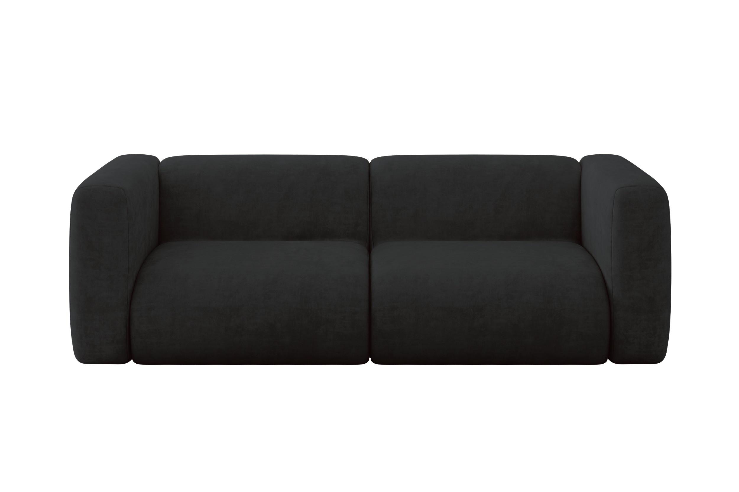 MODULARES Sofa 2-SITZER MIRA-S1 228x89x70 Schwarz cm Velours - Anthrazit/Schwarz, Holzwerkstoff/Kunststoff (228/70/89cm) - ALTDECOR