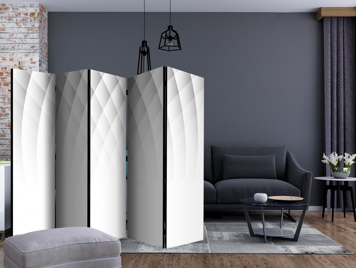 PARAVENT Beidseitig Bedruckter 5-tlg 225x172 cm Lichtstruktur - Weiß, Holz/Textil (225/172/3cm) - Muralo