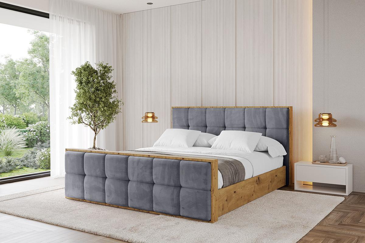 POLSTERBETT mit Bettkasten, Fußteil und Lattenrost, Boxbett ohne Matratze - ENZO7-Z 200x200 - Dunkelgrau, Holzwerkstoff/Textil (200/200cm) - ALTDECOR