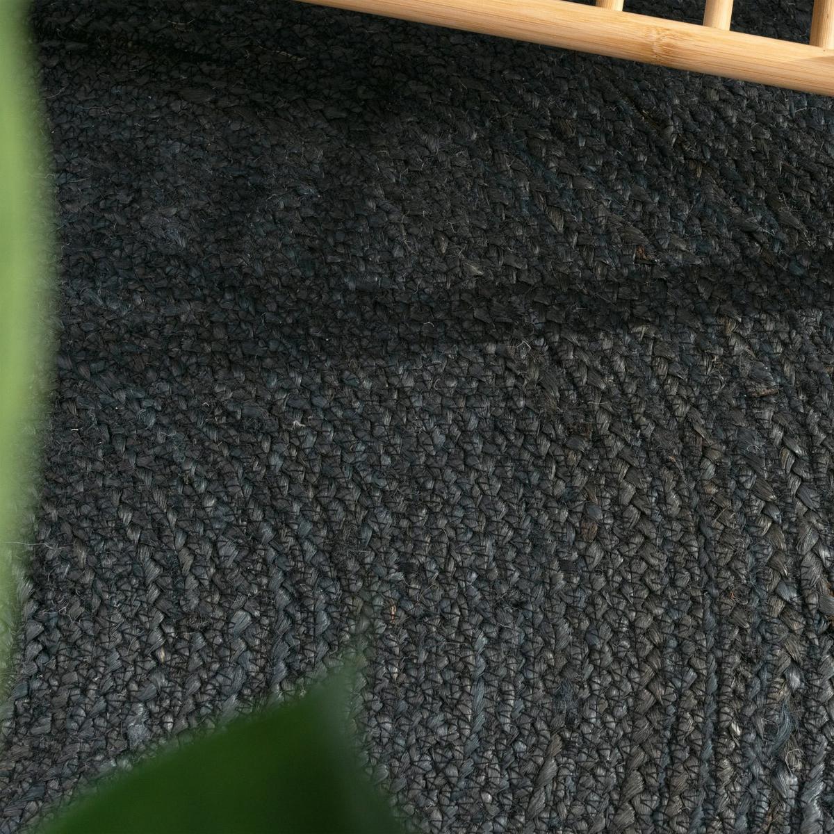 NATURTEPPICH handgewebt wendbar, im Boho-Stil, Anthrazit, Ø 80 cm - Anthrazit, Textil (80/80cm) - KADIMA DESIGN