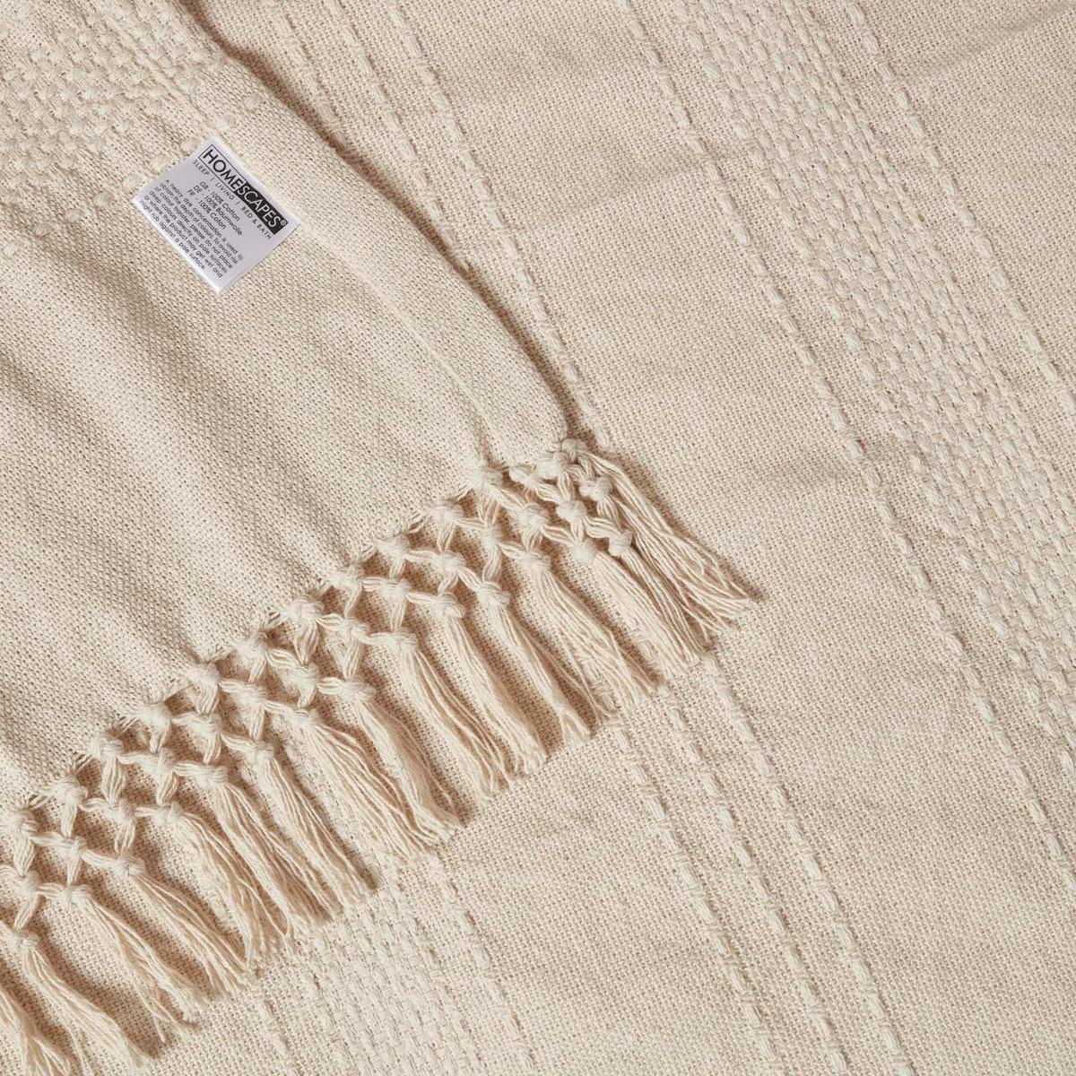 ÜBERWURF Kashi 225/255 cm, Baumwolle mit Fransen - Creme, Textil (225/255cm) - Homescapes