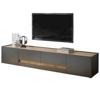 TV-LOWBOARD grau matt, Eiche Wotan 223 cm, großer TV Unterschrank mit viel Stauraum - Eiche Wotan/Schwarz, Holzwerkstoff/Kunststoff (223/40/45cm) - Furn.Design
