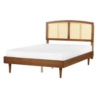 BETT mit Lattenrost 140/200 cm Gummibaumholz Braun Varzy - Braun, Holz (140/200cm) - Beliani