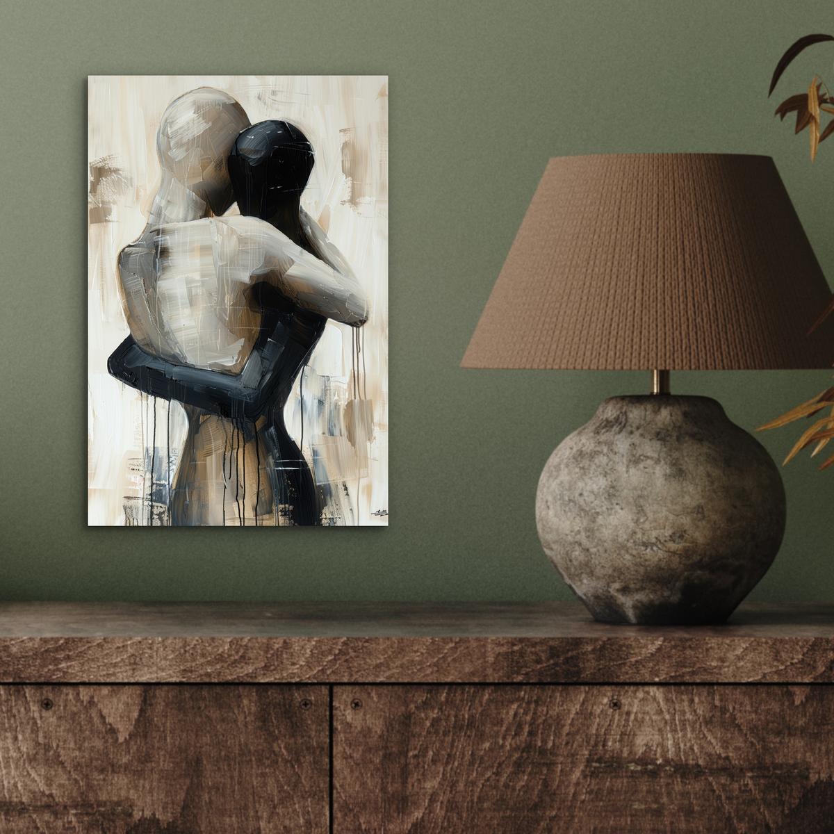 METALLBILD Abstrakt - Liebe - Schwarz und weiß - Modern 20x30 cm - Schwarz, Metall (20/30cm) - MuchoWow