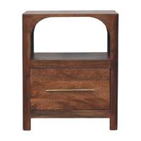 NACHTTISCH mit Roasted-Almond-Finish, 1 Schublade, 1 offene Ablage, sanftes Braun. - Goldfarben/Braun, Holz/Metall (45/55/35cm) - Artisan Furniture