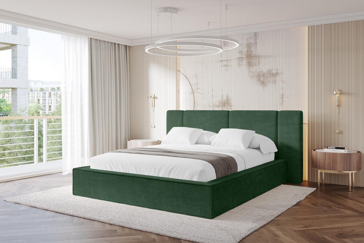 POLSTERBETT mit Bettkasten und Lattenrost, Bett mit Matratze H3/H4 - RIVO 200x200 Grün - Grün, Holzwerkstoff/Textil (200/200cm) - ALTDECOR