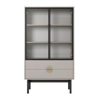 VITRINE Stoon II Taupe 150 cm - Taupe/Goldfarben, Holzwerkstoff/Metall (85/150/41cm) - Selsey