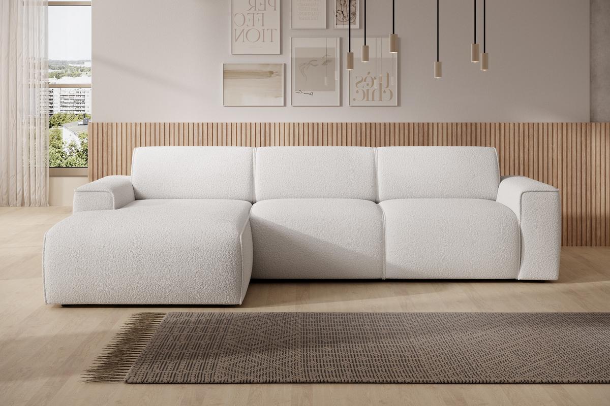 ECKSOFA L Form Didim mini Weiß 310/165/78 cm – stilvolle kleine Eckcouch L - Schwarz/Weiß, Kunststoff/Textil (165/310cm) - AX Living