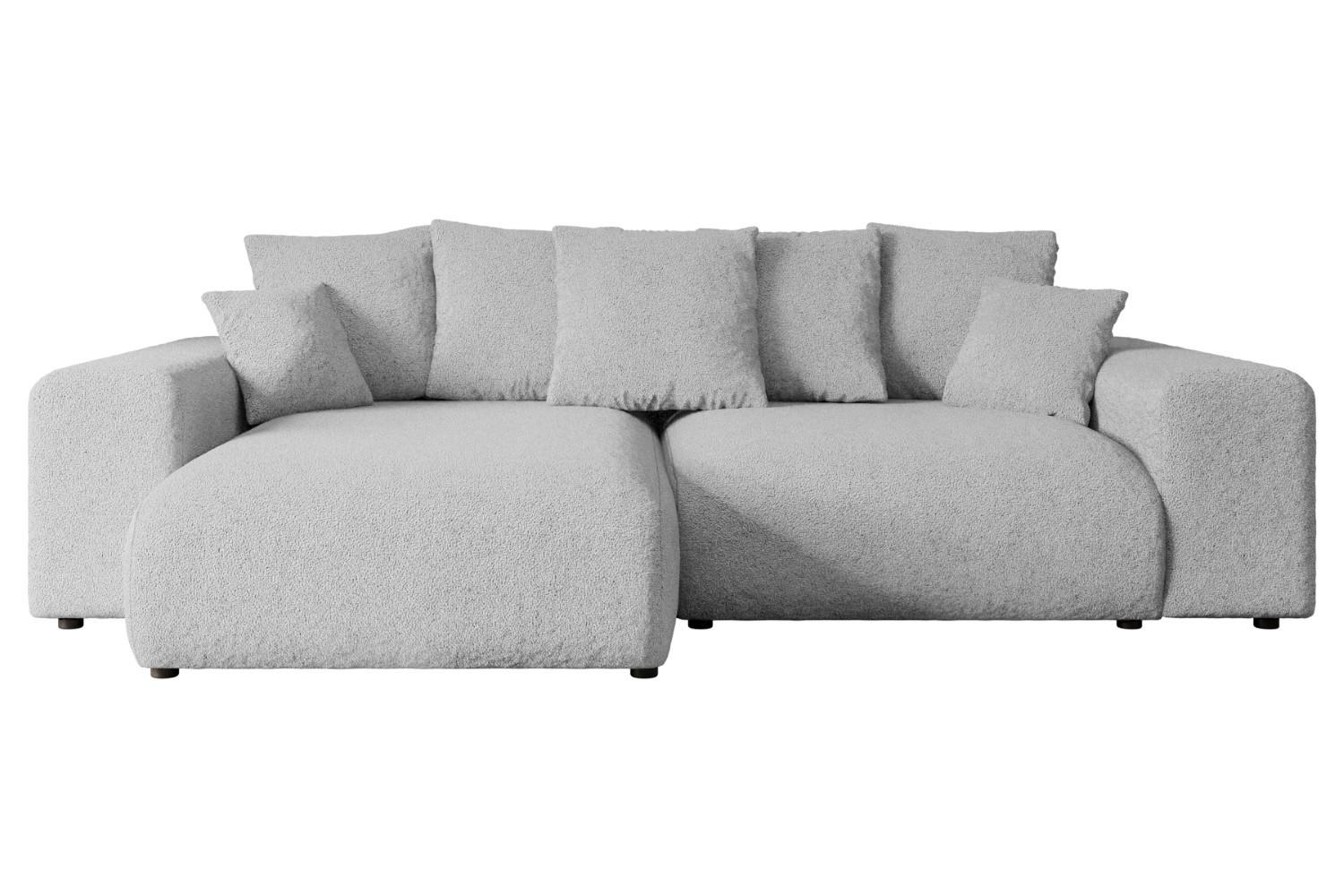 ECKSOFA Ottomane links ESKAR-L 266x176x72 Hellgrau Bouclé - Hellgrau/Schwarz, Holzwerkstoff/Kunststoff (266/176cm) - ALTDECOR
