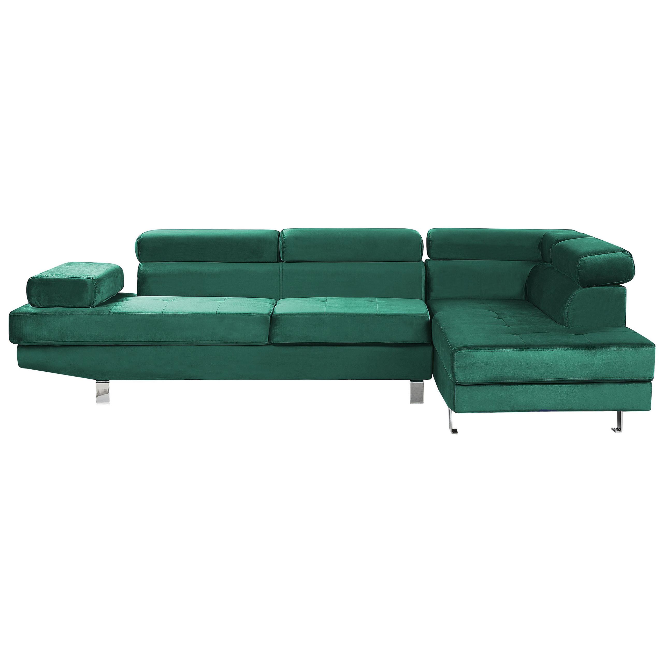 ECKSOFA Samtstoff Smaragdgrün rechtsseitig Norrea - Hellgrün, Textil (262/169cm) - Beliani