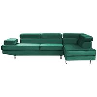 ECKSOFA Samtstoff Smaragdgrün rechtsseitig Norrea - Hellgrün, Textil (262/169cm) - Beliani