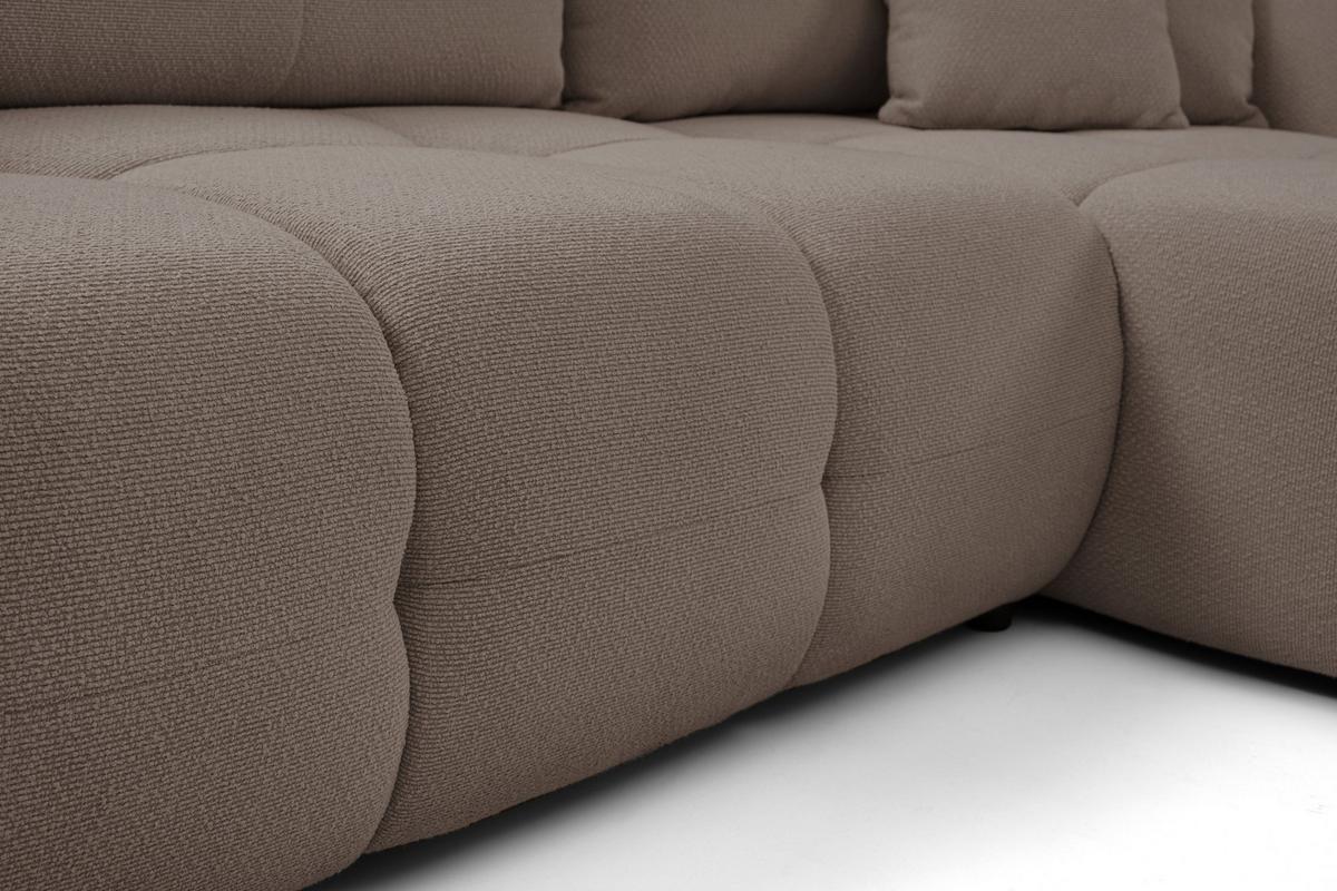 ECKSOFA MODA E Braun Geflochtener Stoff mit Schlaffunktion - Braun, Holz (257/177cm) - MASSENO