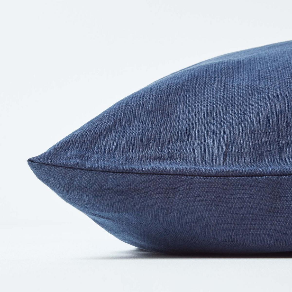 KISSENBEZUG Leinen für V-Form-Kissen - Dunkelblau, Textil (38/76cm) - Homescapes