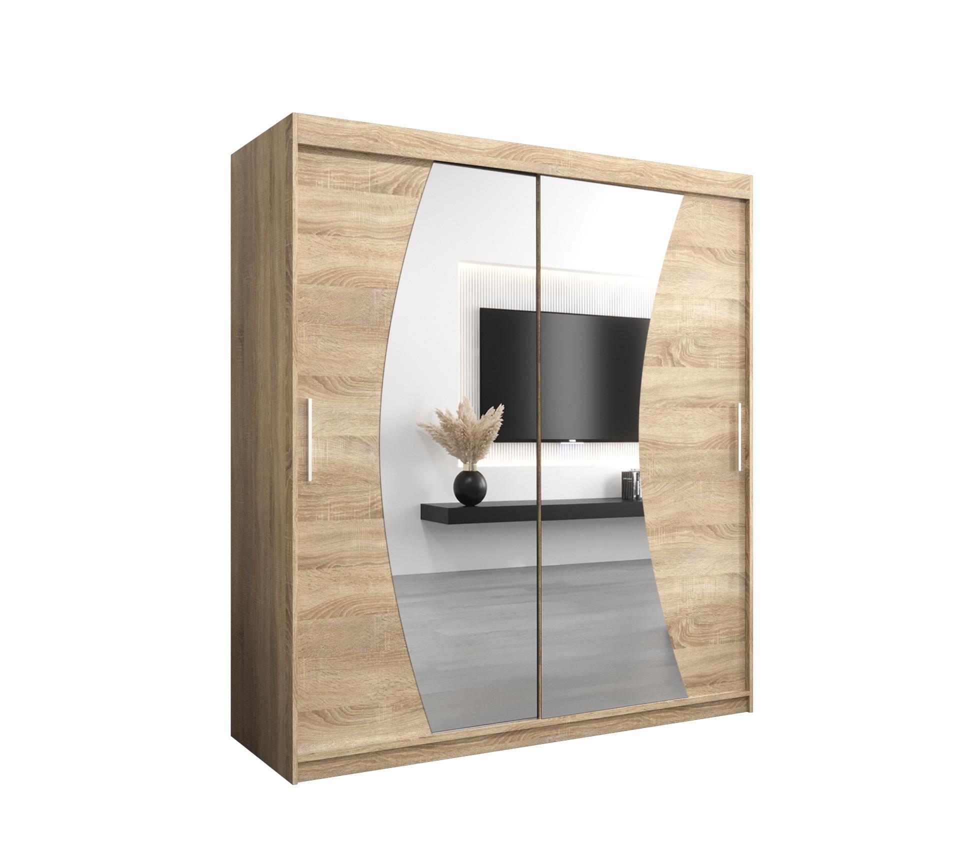 SCHWEBETÜRENSCHRANK 200/180/62 2-türig - Silberfarben/Sonoma Eiche, Holz/Kunststoff (180/200/62cm) - MÖBEL KRYSPOL