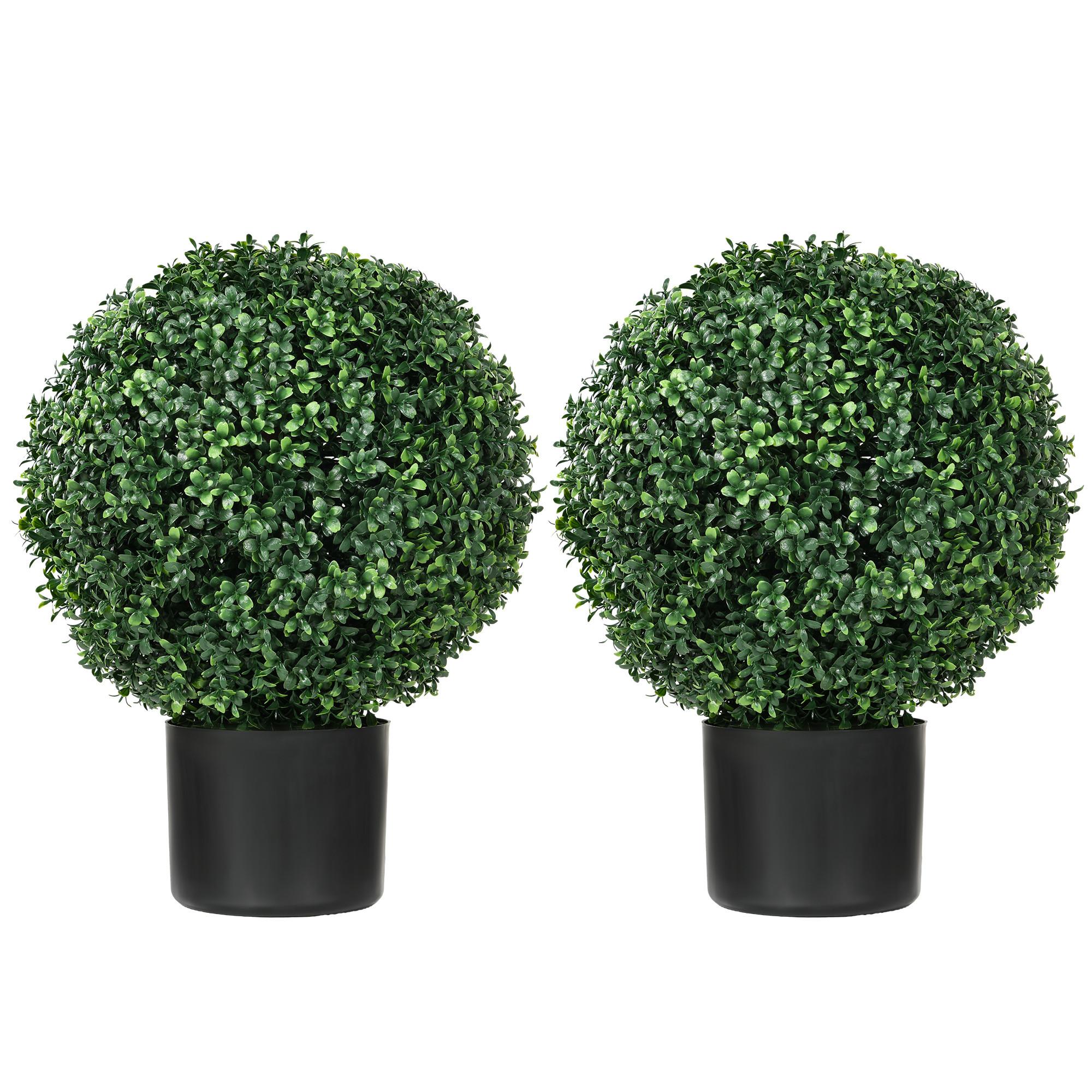 KÜNSTLICHE Pflanzen, 2er-Set UV-beständige Kunstpflanze im Blumentopf Grün - Grün, Kunststoff (52cm) - HOMCOM